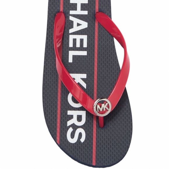 NIB Michael Kors flip flop ADM/OWH/BRRD silver MK logo new with box - Picture 6 of 8